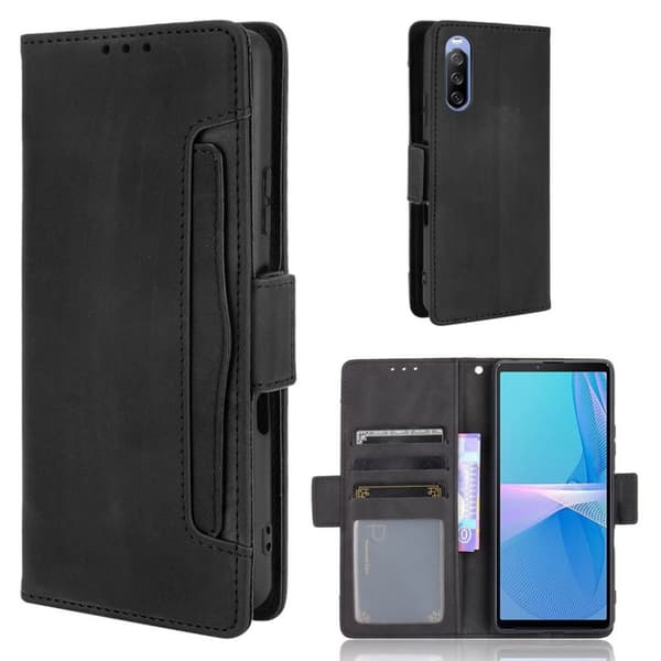 Modern-styled Læder Pung Etui til Sony Xperia 10 Iii - Sort