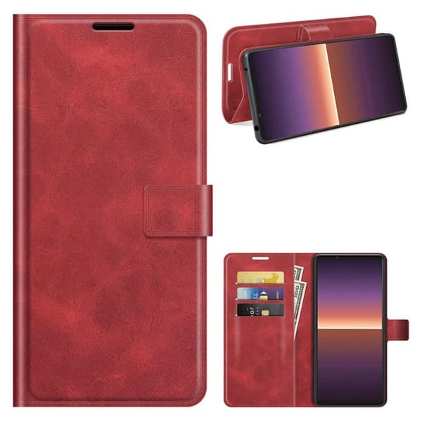Lompakko Nahkakotelo For Sony Xperia 1 III - Punainen