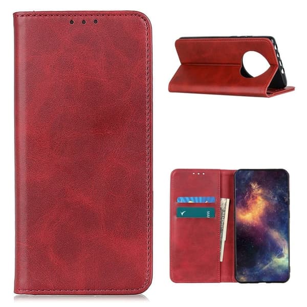 Wallet-style ægte Læder Flipcase til Xiaomi Redmi Note 9t / Note 9 5G - Rød