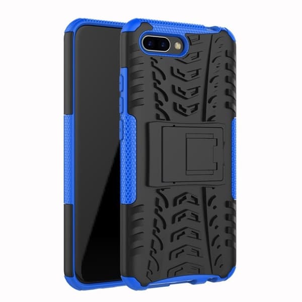 Huawei Honor 10 mobilskal hårdplast TPU material utfällbart ställ däckdesign - Blå