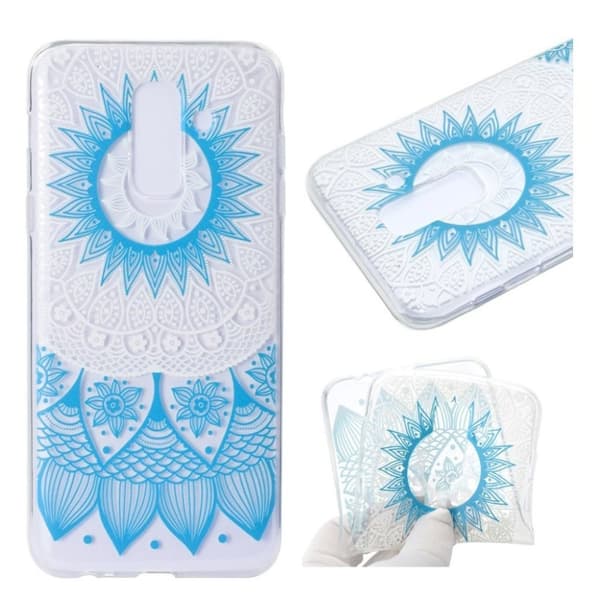 Samsung Galaxy A6+ (2018) / A9 Star Lite mobilskal TPU material mönster - Blå blomma