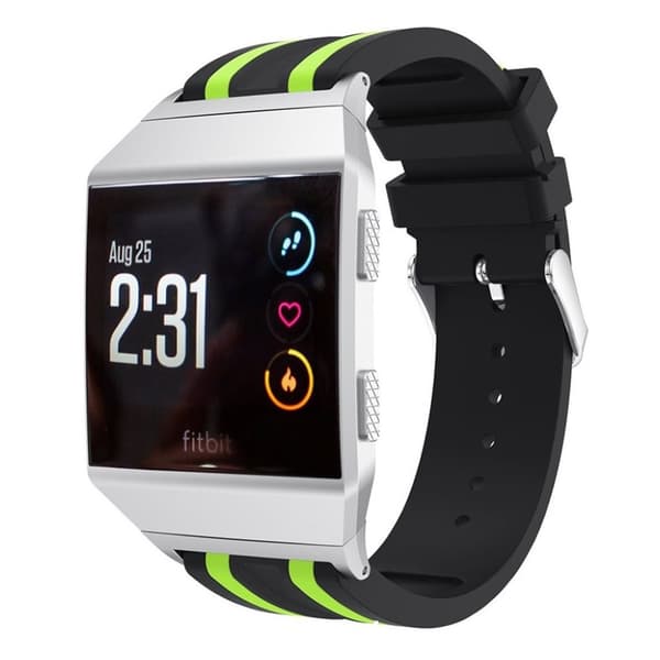 Fitbit Ionic Silikon klockband med stripes - Svart grön