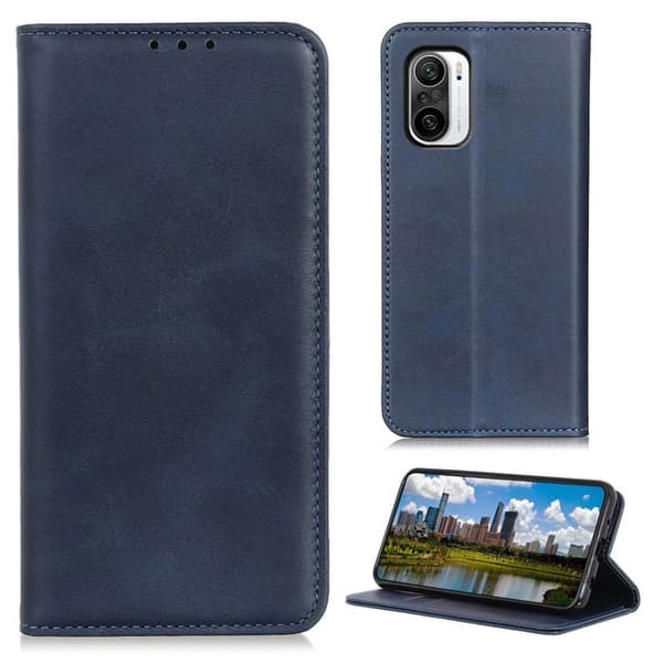 Äkta läder Xiaomi Mi 11i / Xiaomi Poco F3 / Xiaomi Redmi K40 / Xiaomi Redmi K40 Pro / Xiaomi Redmi K40 Pro Plus fodral - Blå