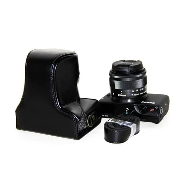 Canon EOSM,EOSM2,EOSM10 Läckert skydd i läder - Svart