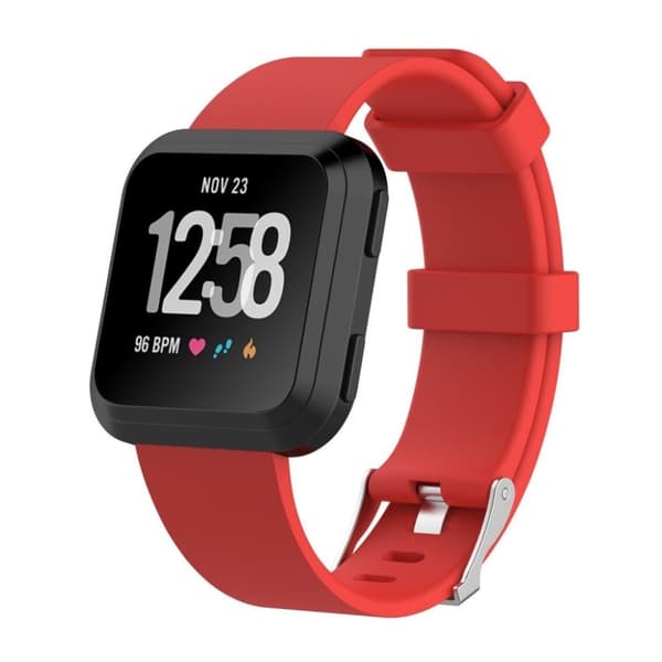 Fitbit Versa klockarmband TPE mjuk slitagetålig träningsklocka metallspänne - Röd och storlek S