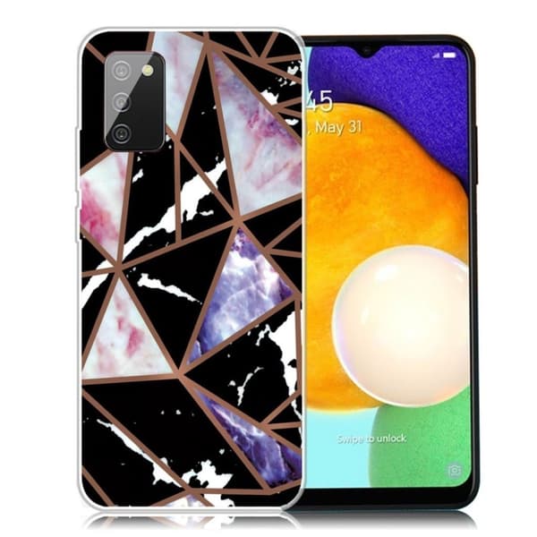 Marmormotiv Samsung Galaxy A03s skal - Svart / Rosa / Blå