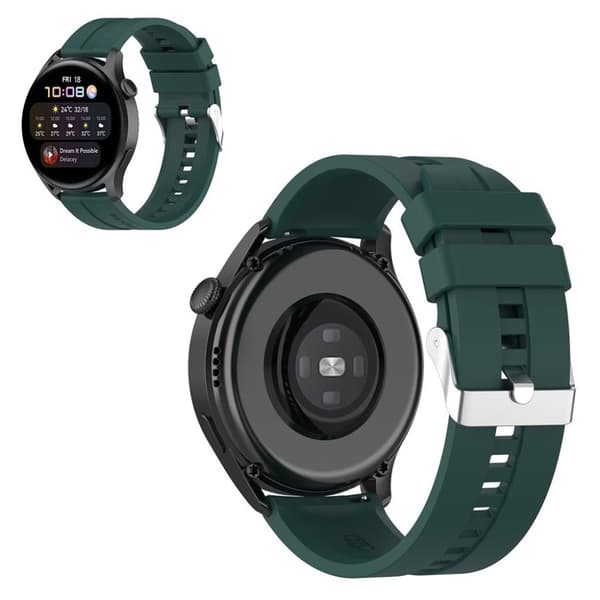 22 mm universal klockarmband i silikon - Svartaktig Grön