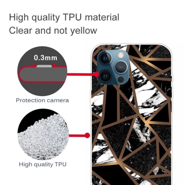 Marmormotiv iPhone 13 Pro skal - Fragment Av Svart Kakel