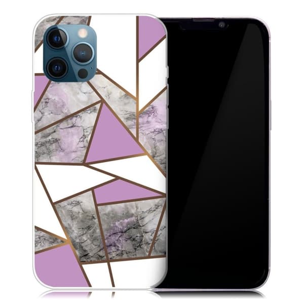 Marmormotiv iPhone 13 Pro Max skal - Lila / Vit / Grå Marmor