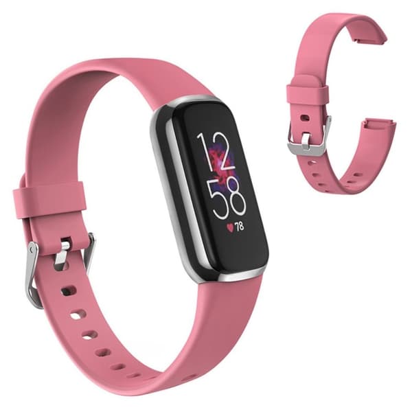 Fitbit Luxe ensfarvet urrem i silikone - Lyserød / Størrelse: S