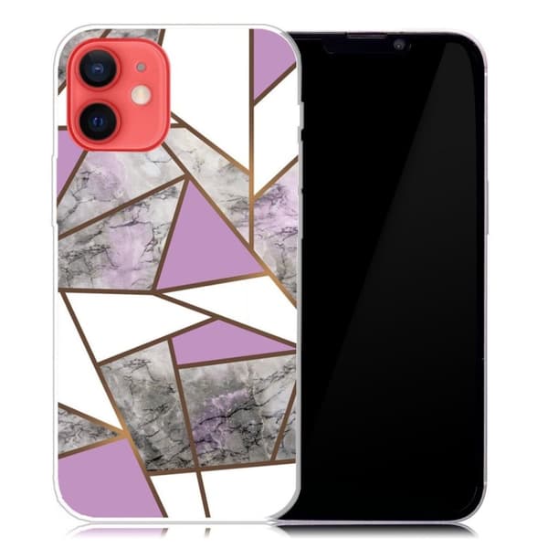 Marmormotiv iPhone 13 skal - Lila / Vit / Grå Marmor