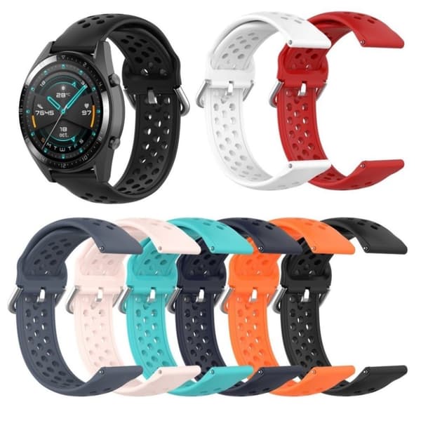 22 mm universal klockarmband i silikon med lufthål - Svart