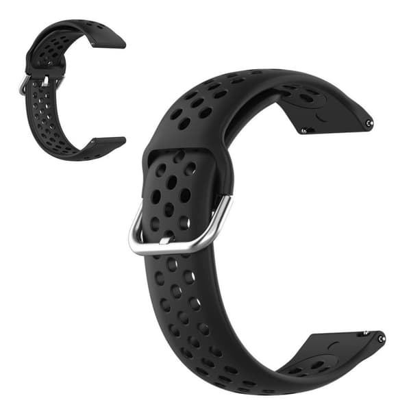 22 mm universal klockarmband i silikon med lufthål - Svart