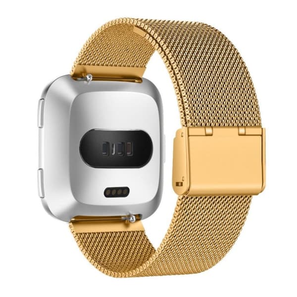 Fitbit Versa erstatnings urrem i stainless stål med milanetisk mønster - Guld