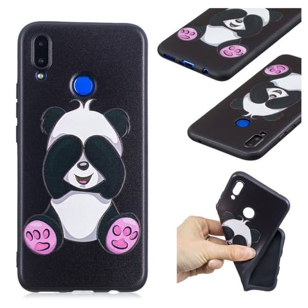 Huawei P Smart Plus mjukt mobilskal av silikon med tryckmönster – Gullig panda