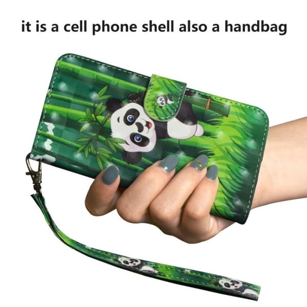 Motorola Moto E5 Play Go plånboks mobilfodral av syntetläder med bildmotiv och diamanter - Panda