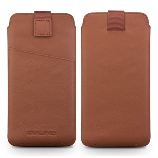QIALINO iPhone Xr fodral i koskinnläder - Brun