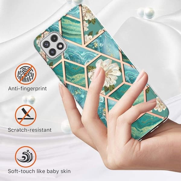 Marmormotiv Samsung Galaxy A22 5G skal - Grön Marmor / Blomma