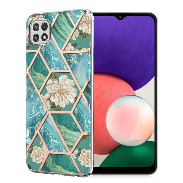 Marmormotiv Samsung Galaxy A22 5G skal - Grön Marmor / Blomma