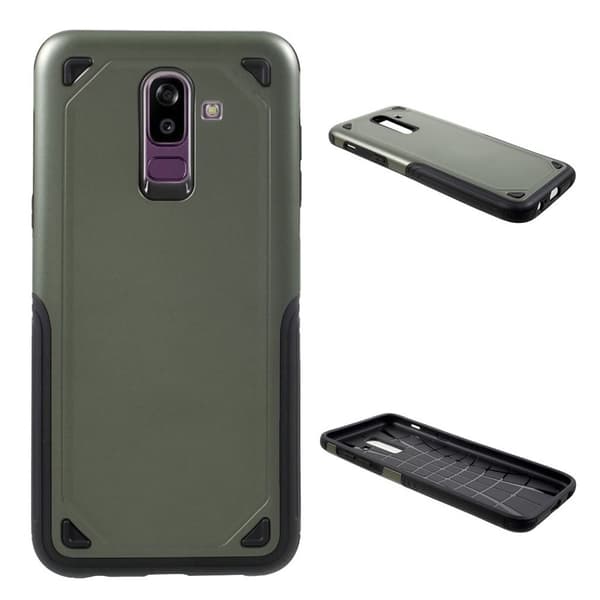 Samsung Galaxy J8 (2018) mobilskal plast silikon stötdämpande - Militärgrön
