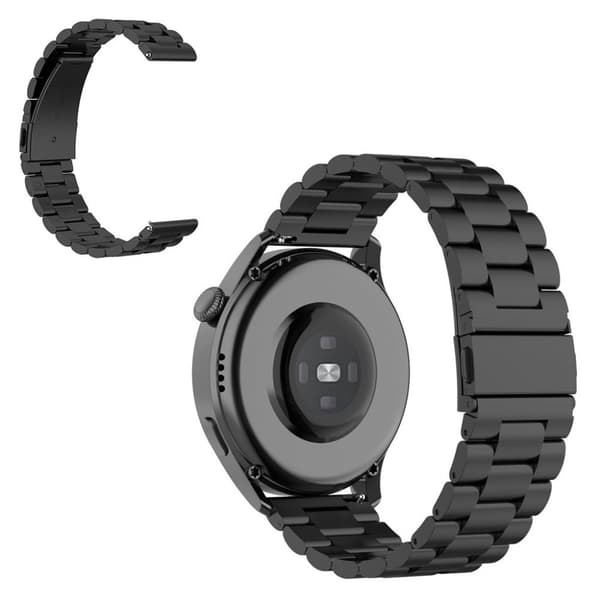 22 mm Universal klockarmband i rostfritt stål med tre pärlor - Svart