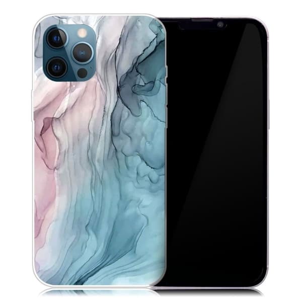 Marmormotiv iPhone 13 Pro Max skal - Rosa/Blå Marmor