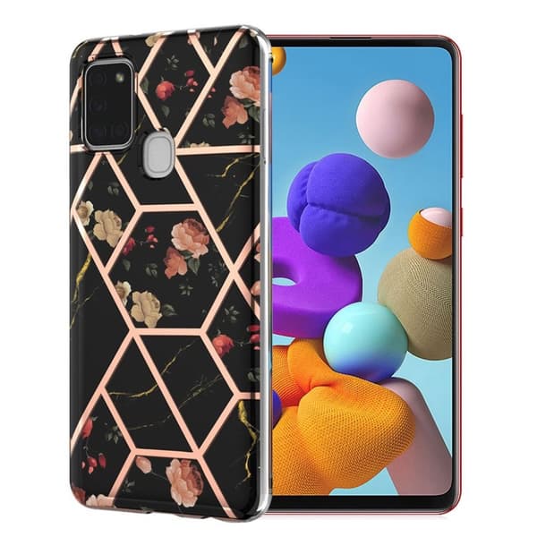 Marmormotiv Samsung Galaxy A21s skal - Svart Marmor / Blomma