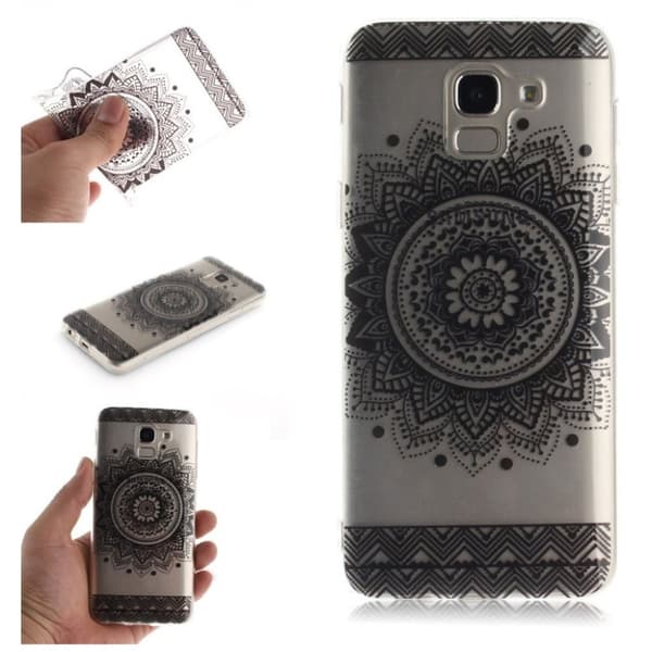 Samsung Galaxy J6 (2018) mobilskal silikon tryckmotiv - Svart mandala
