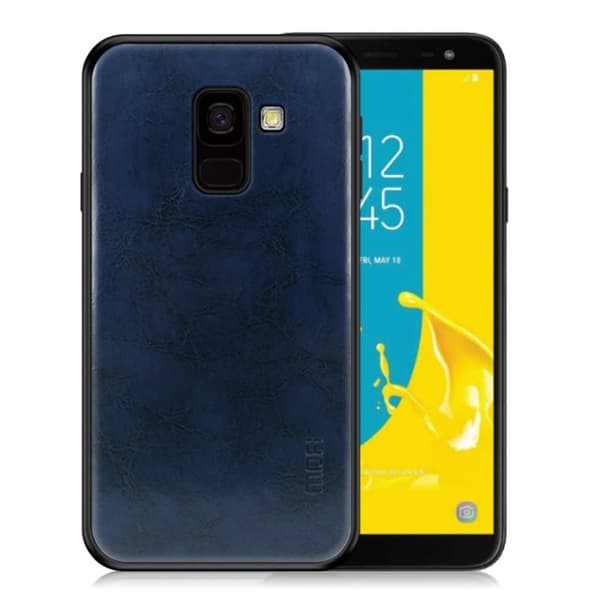 MOFI Samsung Galaxy J6 (2018) mobilskal plast silikon syntetläder - Blå