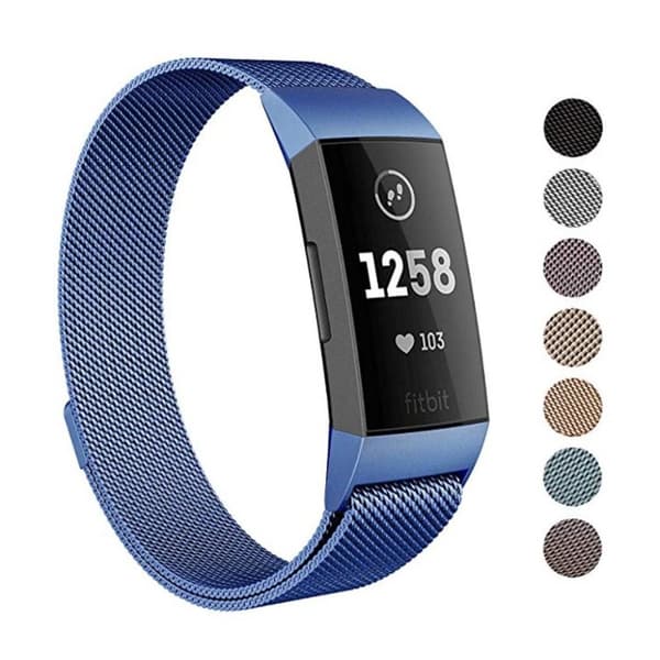 Fitbit Charge 3 erstatnings urrem i stainless stål - Blå