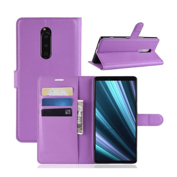 Sony Xperia XZ4 litchi skin læder flip etui - Lilla