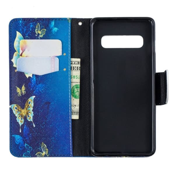 Samsung Galaxy S10 mønstret læder flip etui - Sommerfugl