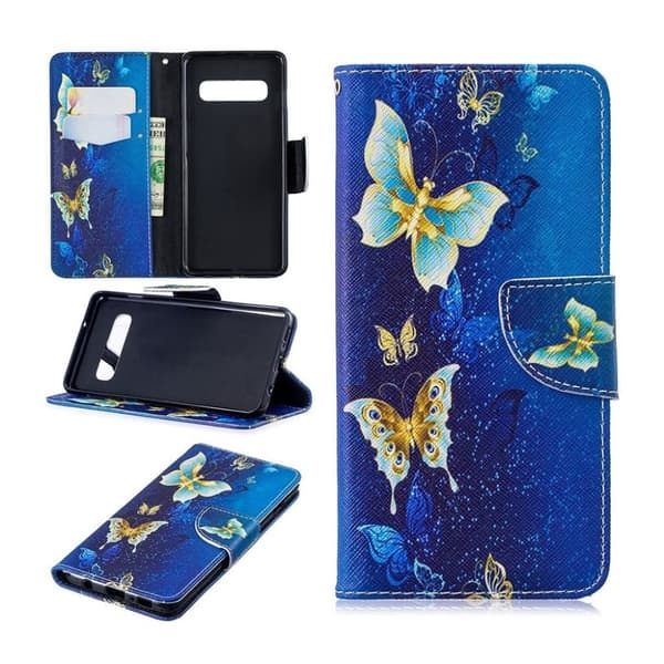 Samsung Galaxy S10 mønstret læder flip etui - Sommerfugl