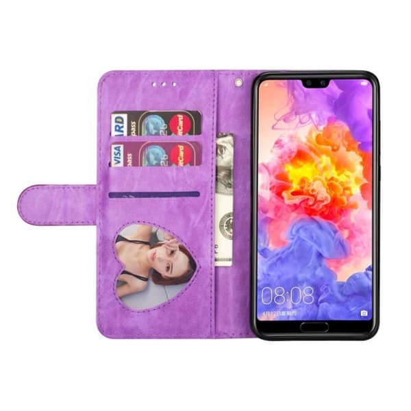 Zipper läder Huawei P20 Pro fodral med plånbok - Lila