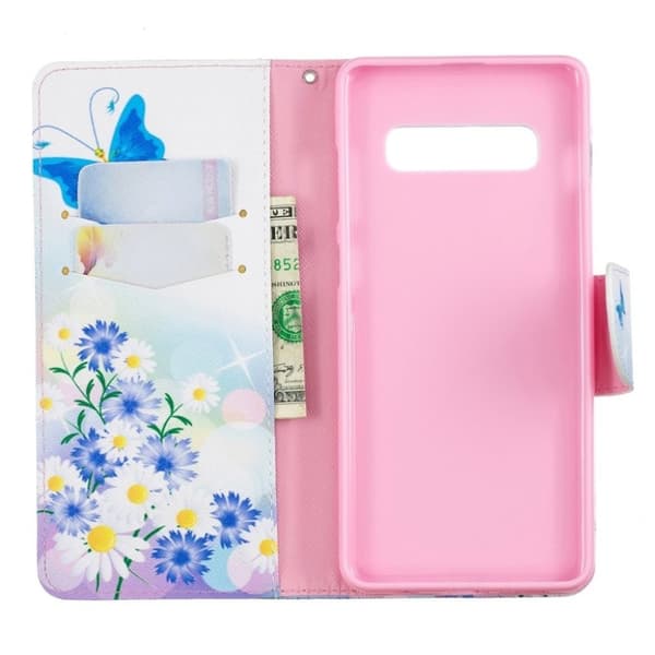Samsung Galaxy S10 Plus Läderfodral med mönster - Blåa Fjärilar