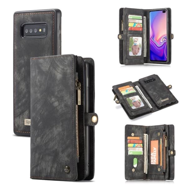 CASEME Samsung Galaxy S10 Plus multi-funktionelt split læderetui - Grå