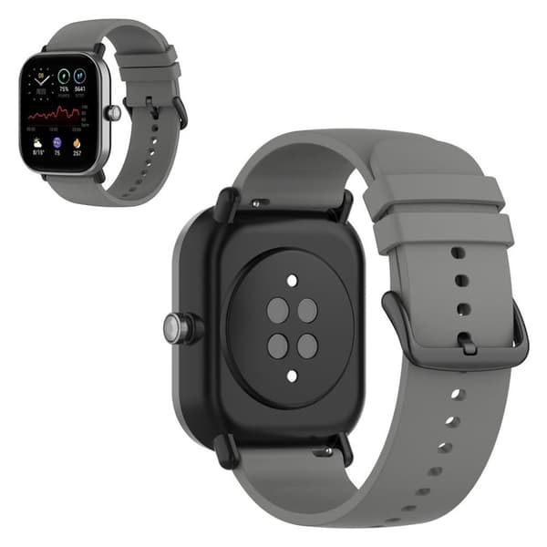 20 mm enkel silikoneurrem til Amazfit-ur - Mørkegrå / Sort Spænde
