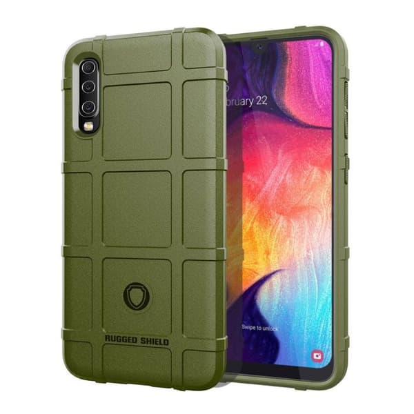 Samsung Galaxy A50 robust firkant gitter etui - Grøn