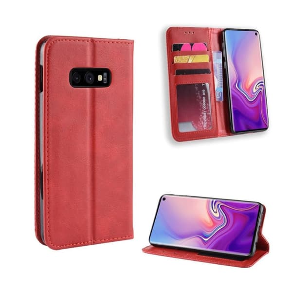 Samsung Galaxy S10e vintage läderfodral - Röd