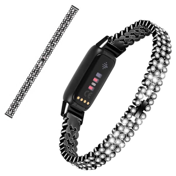 Fitbit Luxe klockarmband i rostfritt stål med strass - Svart