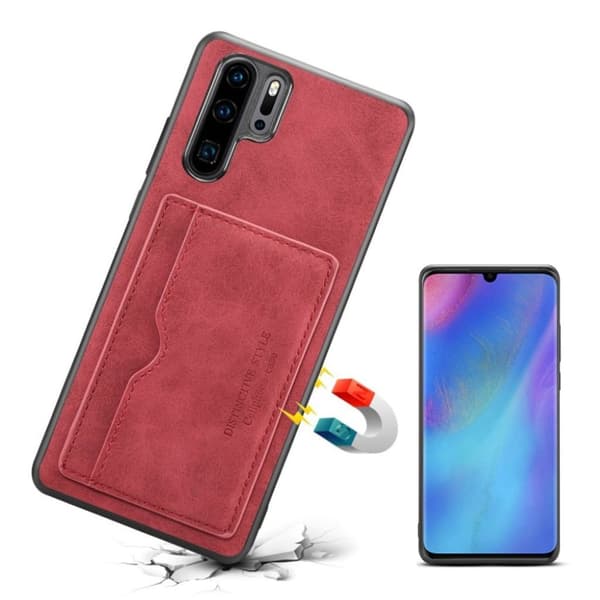 Huawei P30 Pro konstläderklätt skal - Röd