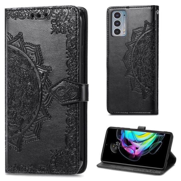 Mandala läder Motorola Edge 20 fodral - Svart