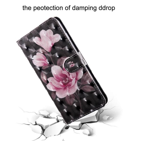 Huawei P30 Lite Läderfodral med mönster - Rosa Blommor