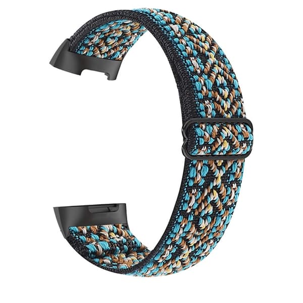 Elastisk nylon + mönstrat klockarmband för Fitbit Charge 5 - Brun