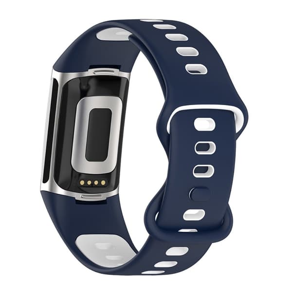 Fitbit Charge 5 tofarvet silikone-urrem - Midnatsblå / Hvid