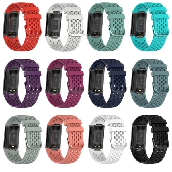 Fitbit Charge 5 andningsbart klockarmband i silikon - Röd