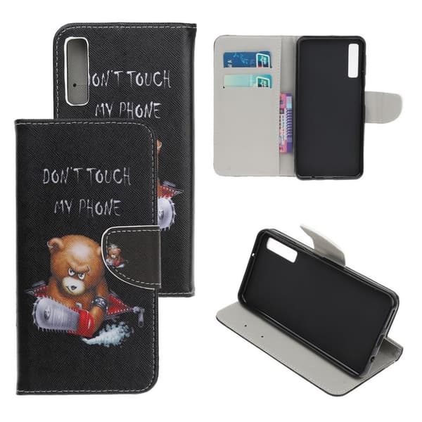 Wonderland Samsung Galaxy A70 etui - Brun Bjørn og Advarende Ord