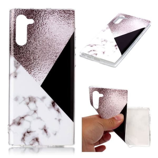 Marmormotiv Samsung Galaxy Note 10 skal - Rosa / Vit / Svart