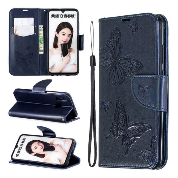 Butterfly läder Huawei P Smart 2019 fodral - Blå