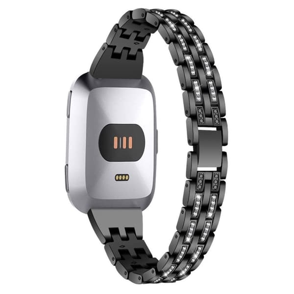Fitbit Versa fem pärlor strass klockarmband i rostfritt stål - Svart